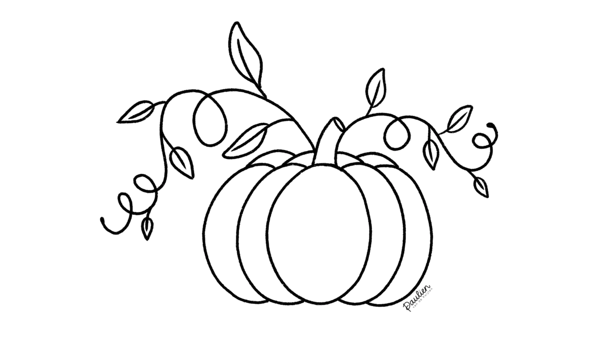Pompoen, getekend in Procreate door Paulien van de Kuijlen voor Doodle op Donderdag.